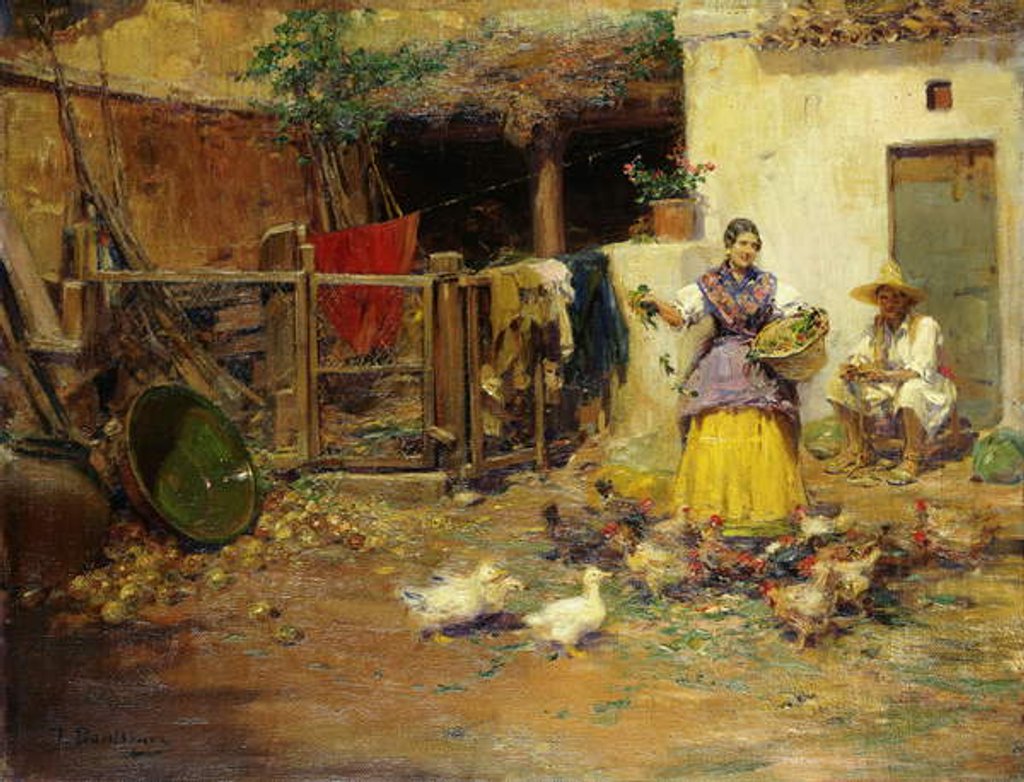 Detail of Feeding the Chickens, by Jose Benlliure y Gil