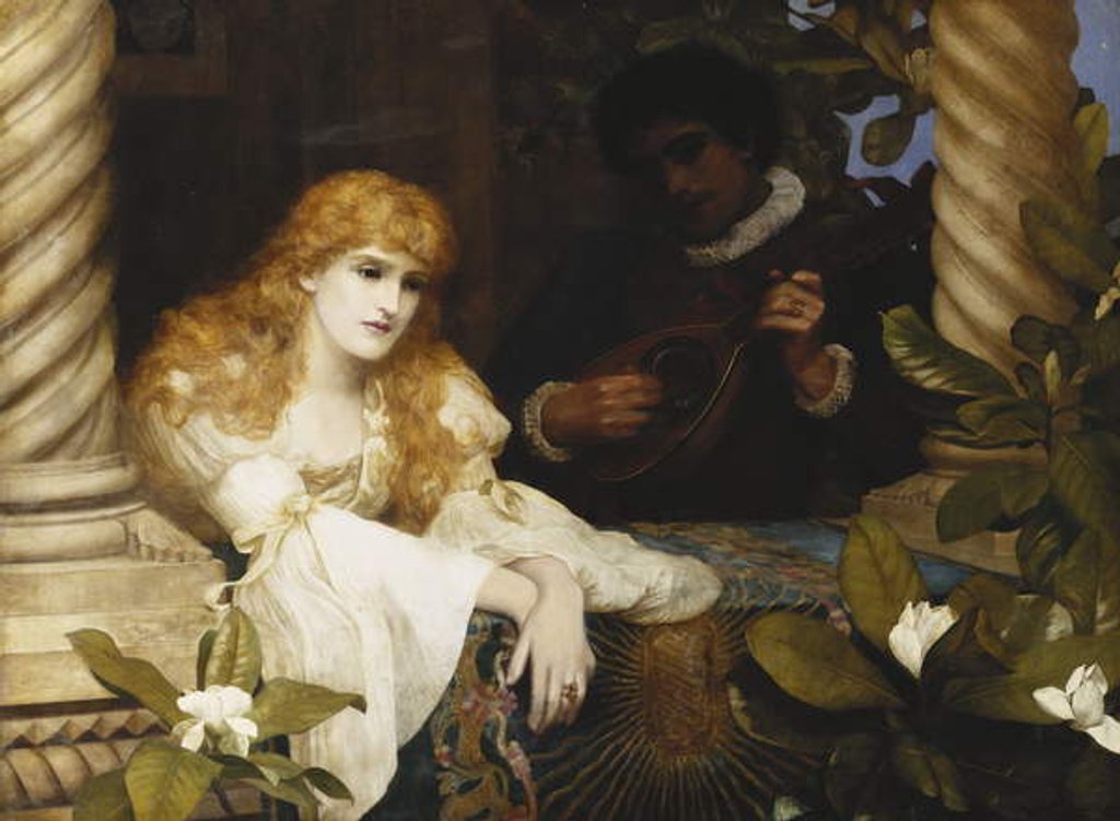 Detail of The Awakening of Love - 'Words of Another to Music Set / Do Help True Love to Love Beget', 1894 by Herbert Gustave Schmalz