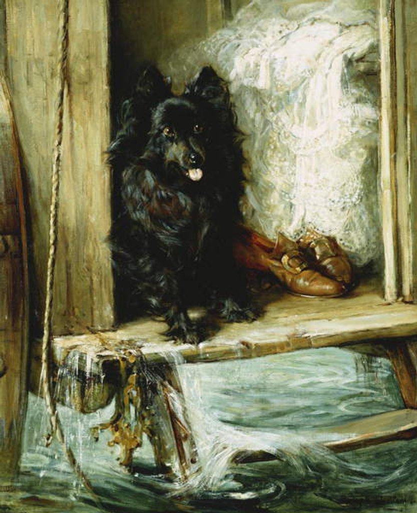 Detail of Left in Charge - A Black Pomerain on the Steps of a Bathing Machine by Philip Eustace Stretton