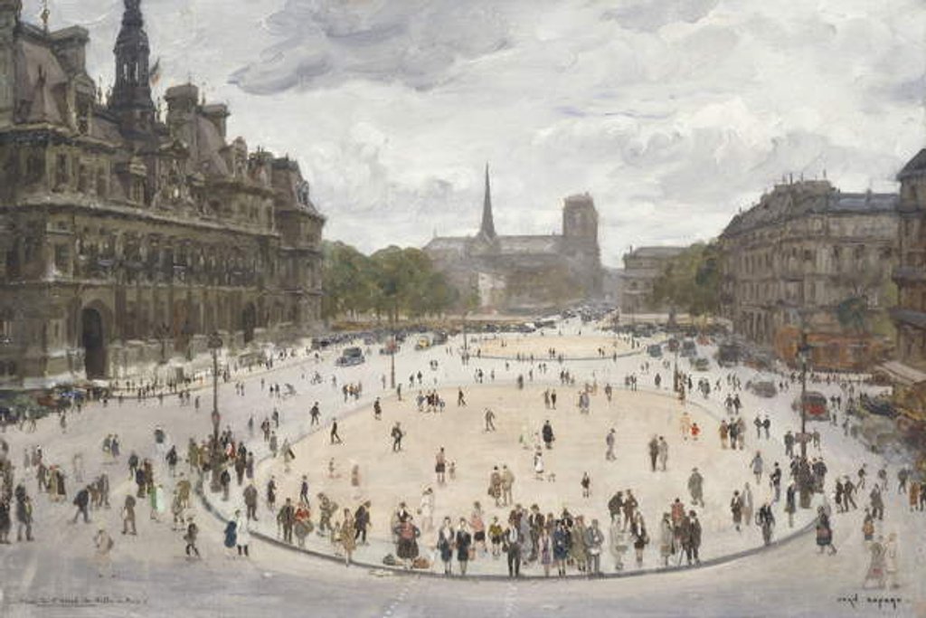 Detail of Le Place de Hotel d'Ville, Paris by Jean-Louis Lefort