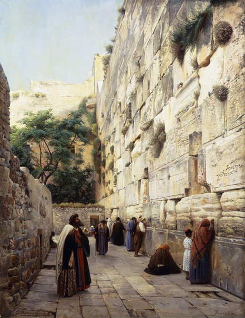 Detail of Praying at the Western Wall, Jerusalem by Gustave Bauernfeind