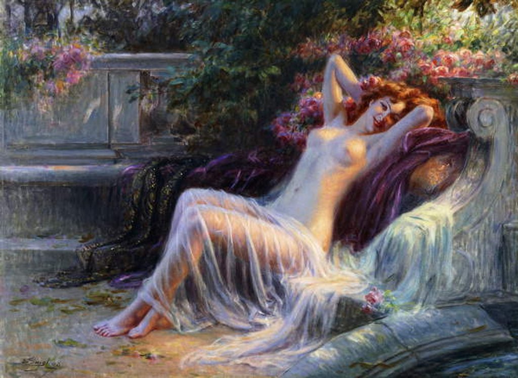 Detail of Nude with Roses; Nu aux Roses by Delphin Enjolras