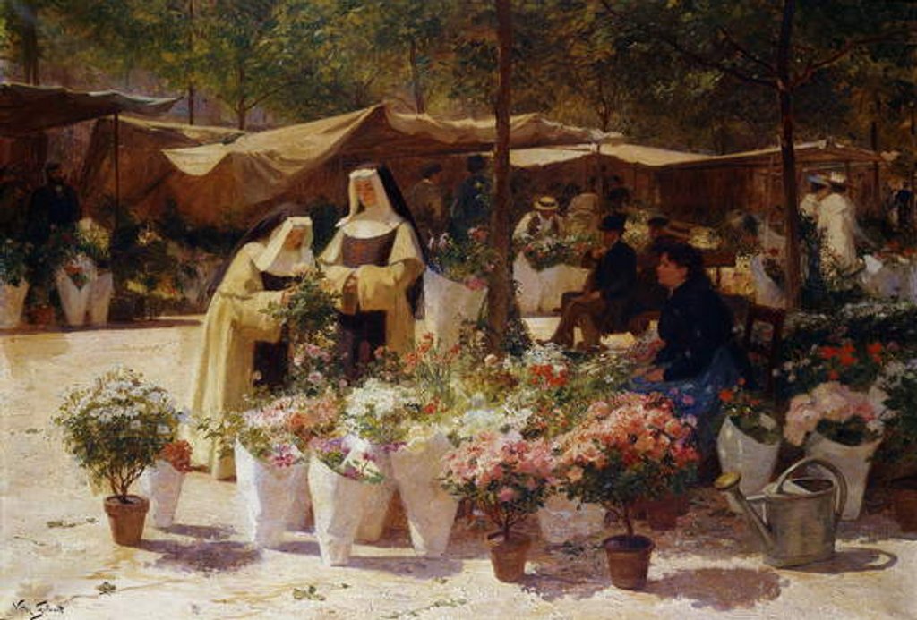 Detail of The Flower Market by Victor Gabriel Gilbert