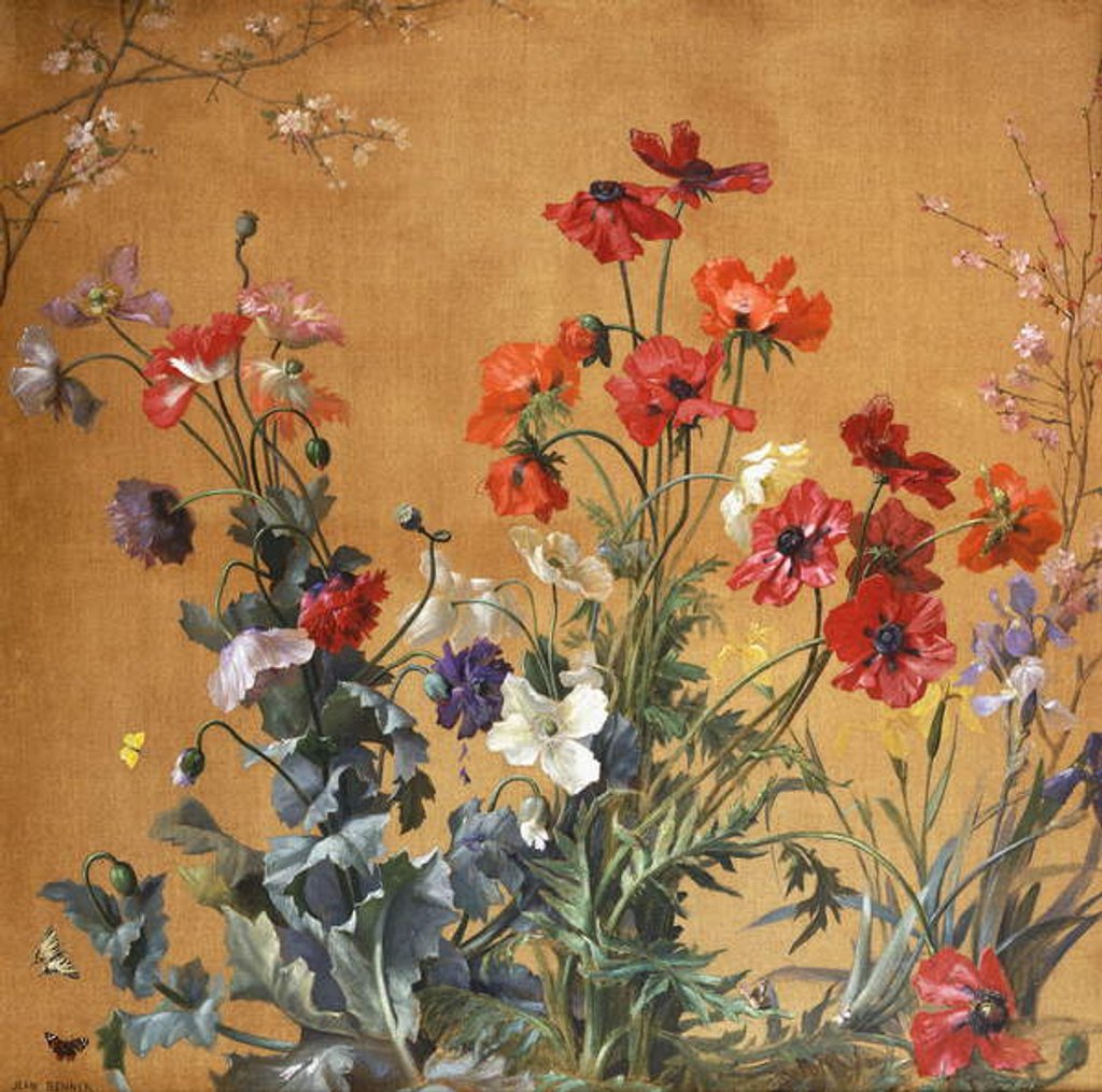Detail of Poppies, Irises and Blossom by Jean Benner