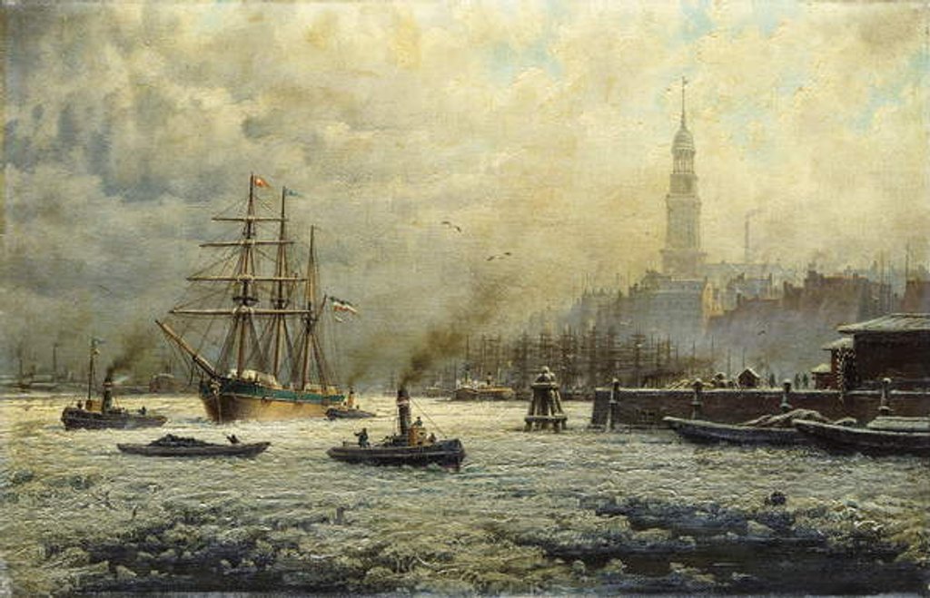 Detail of The Port of Hamburg, 1893 by Georg Schmitz