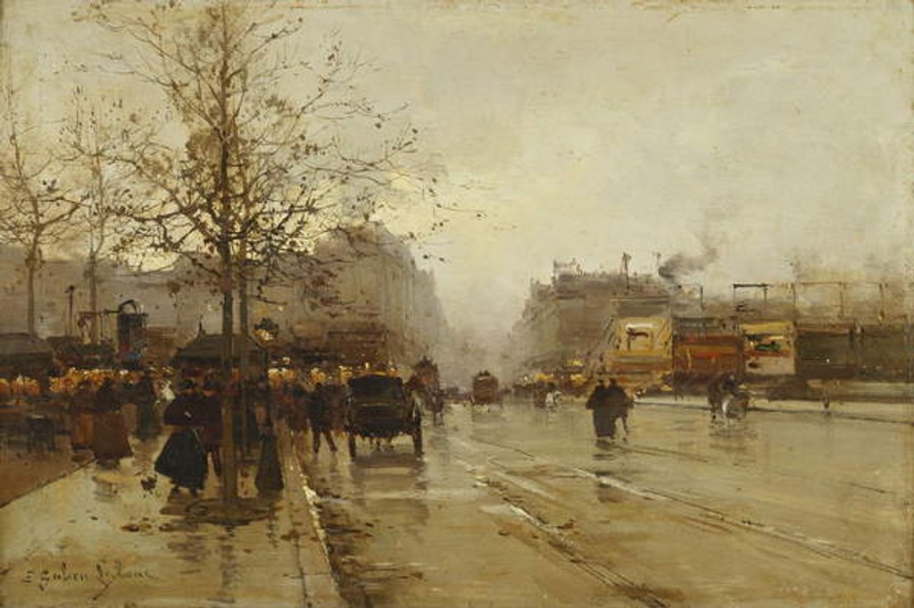 Detail of Les Boulevards, Paris, by Eugene (1854-1941) Galien-Laloue