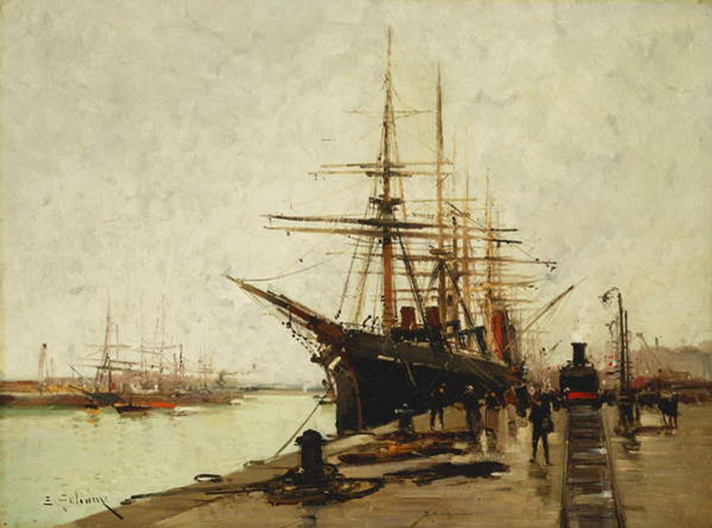 Detail of A Harbour, by Eugene (1854-1941) Galien-Laloue
