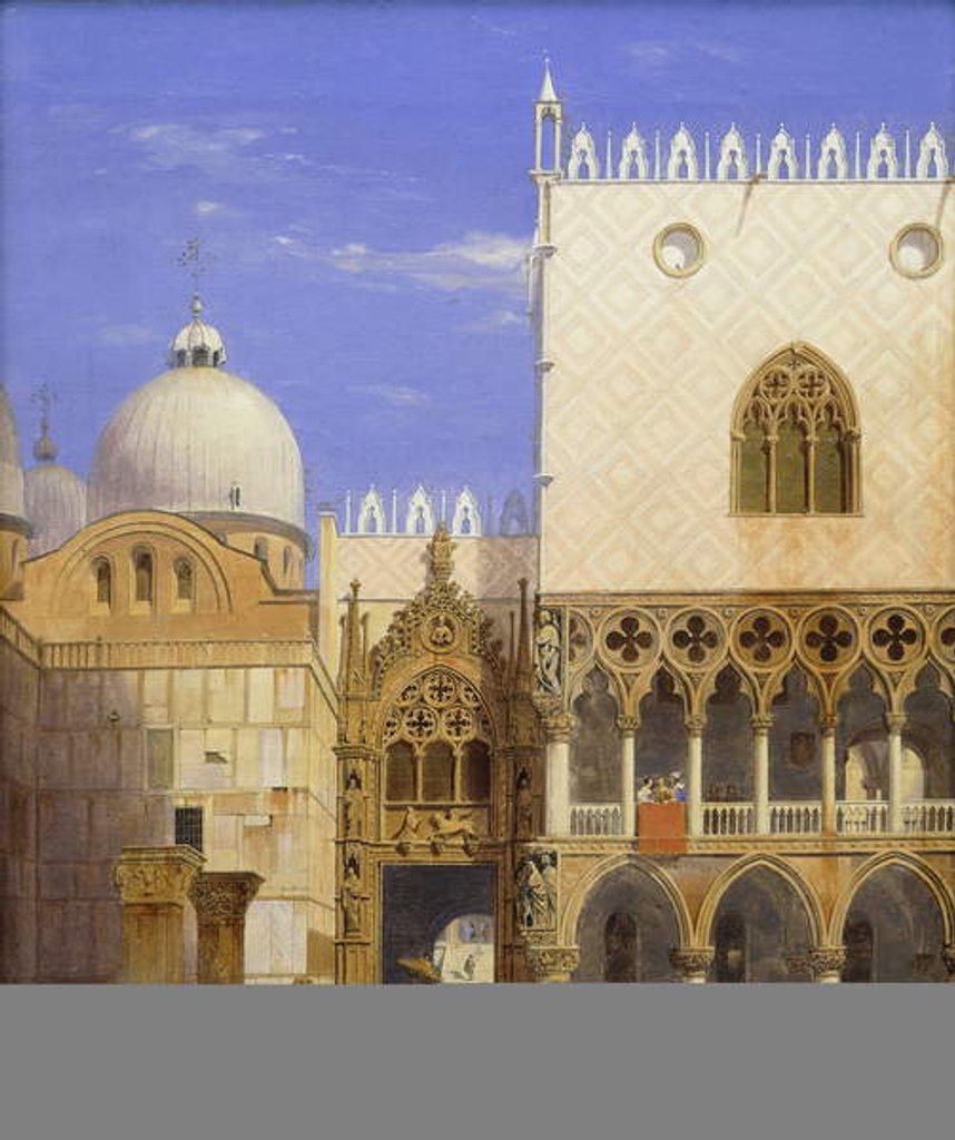 Detail of The Doge's Palace with Porta della Carta and the Marcus Basilica, 1853 by Carl Friedrich Heinrich Werner