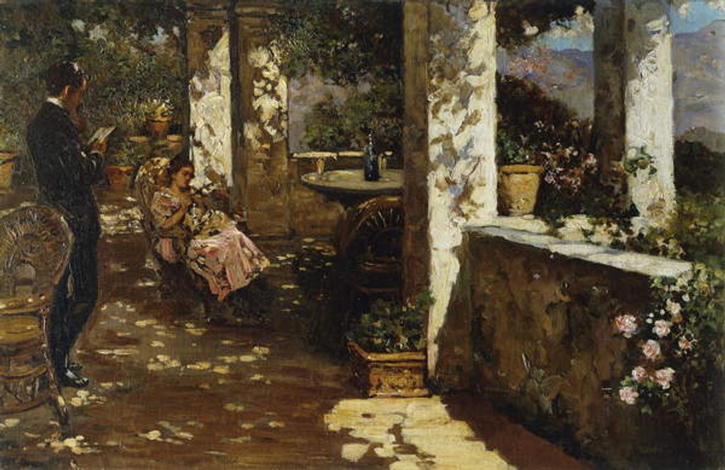 Detail of Resting on the Terrace by Luigi Rossi