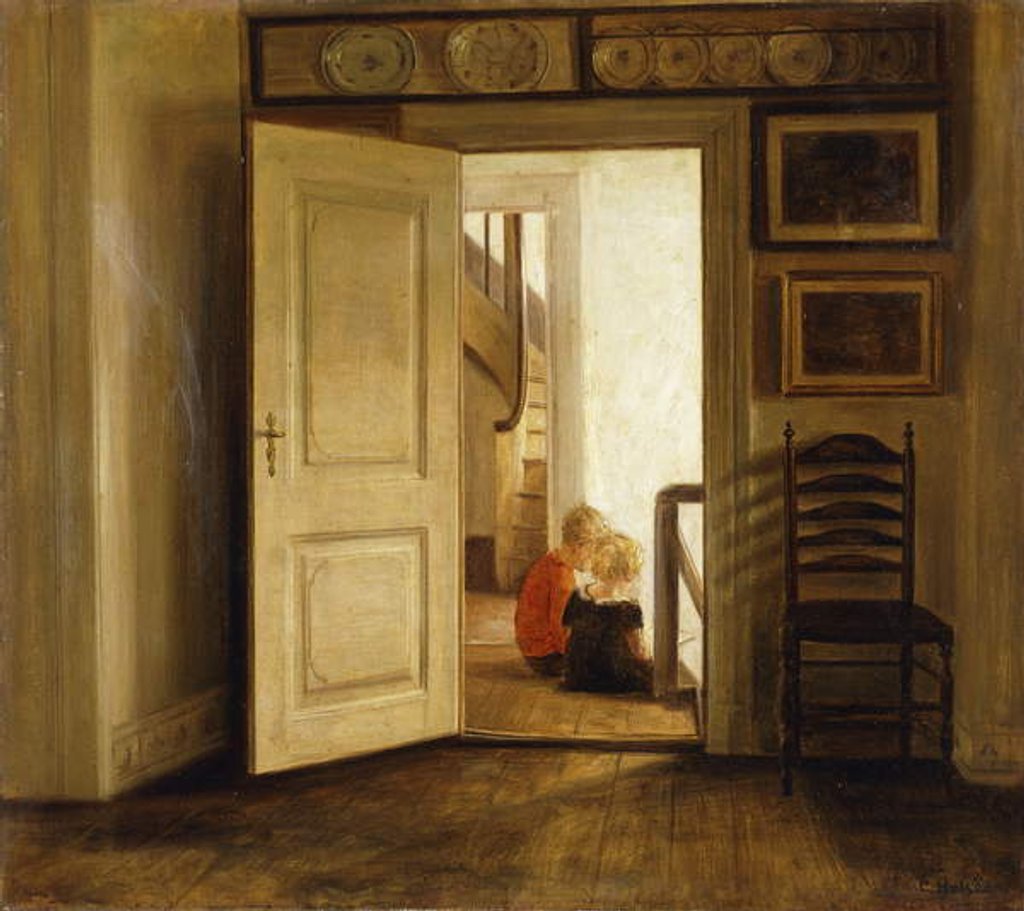 Detail of Children in an Interior by Carl Holsoe