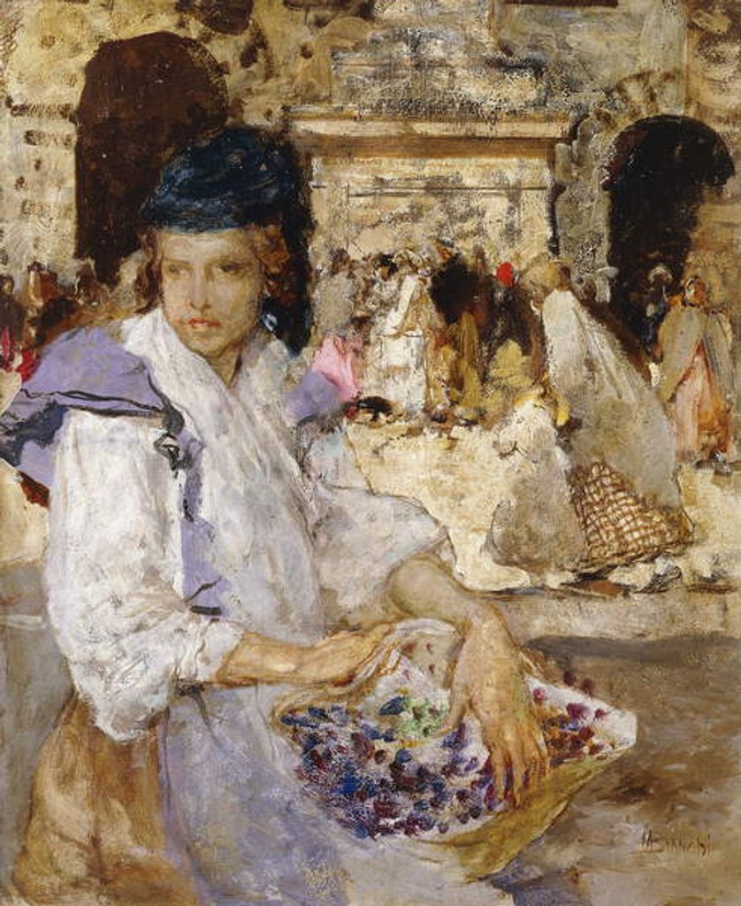 Detail of The Flowerseller, by Mose Bianchi