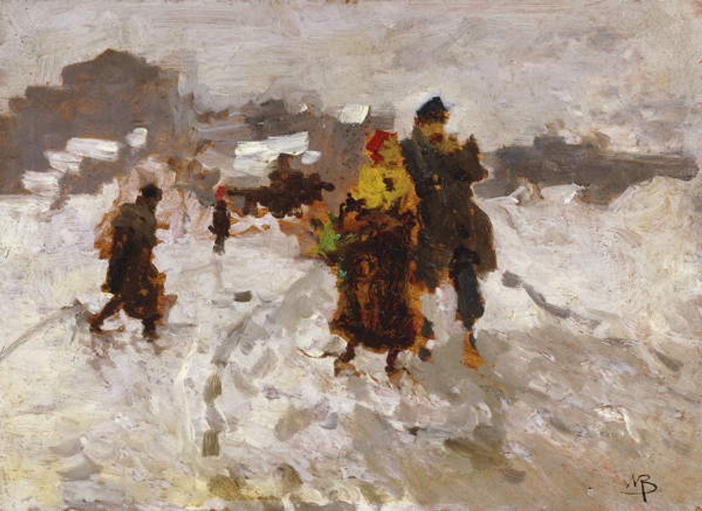 Detail of Figures in the Snow by Mose Bianchi