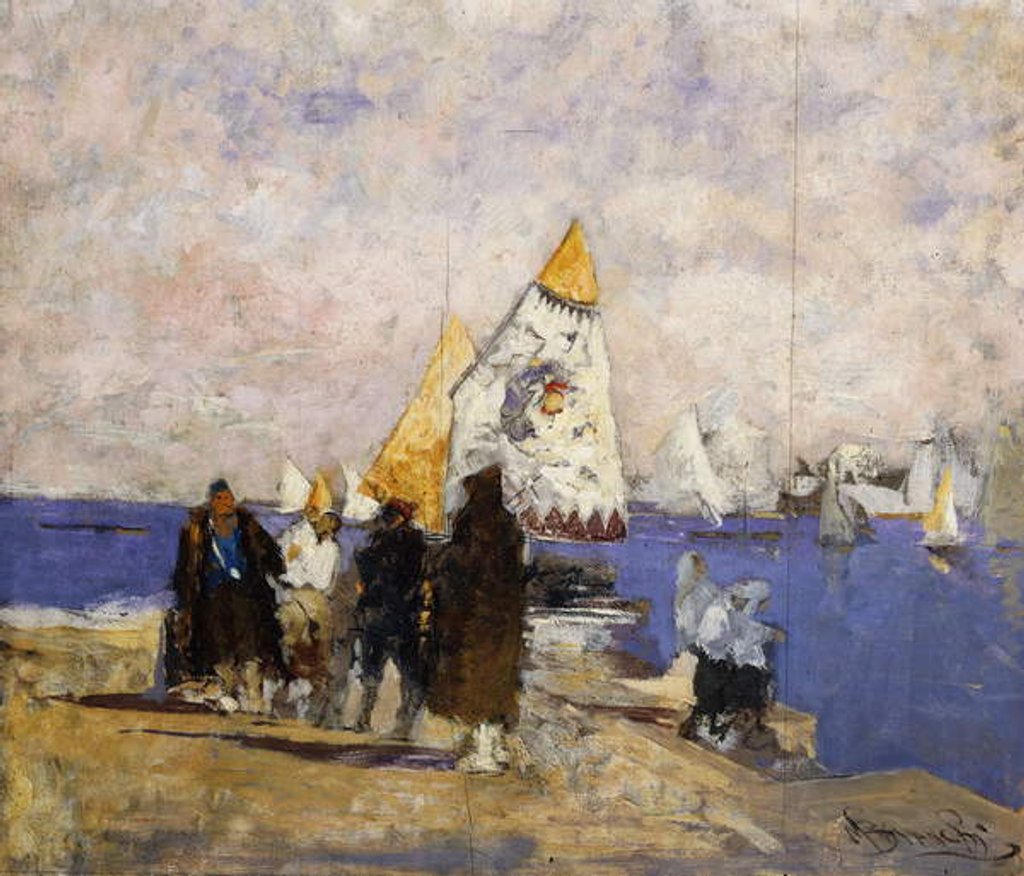 Detail of On the Quay, Chioggia by Mose Bianchi