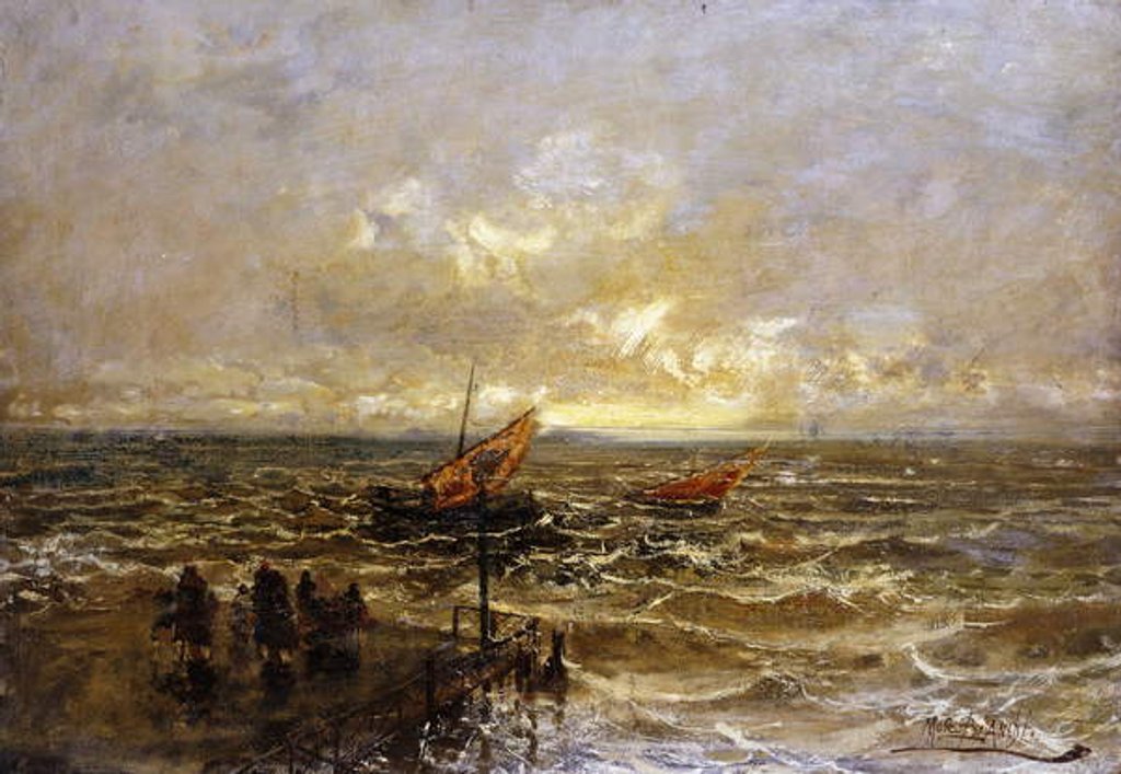 Detail of Sailing Boats off a Jetty, by Mose Bianchi
