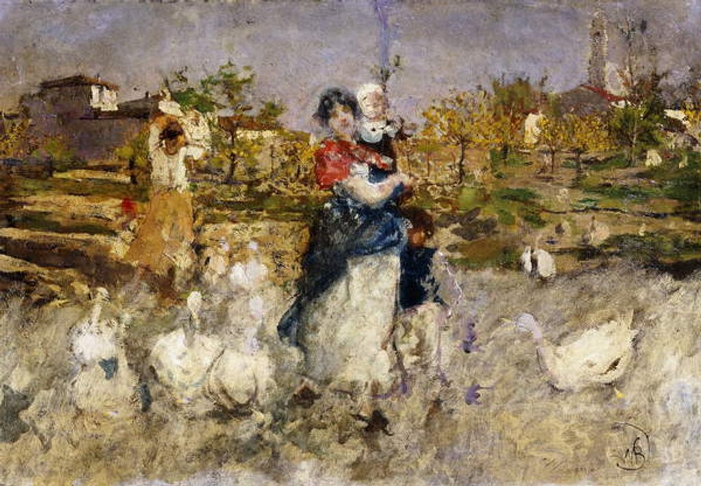 Detail of A Mother and Child with Geese by Mose Bianchi