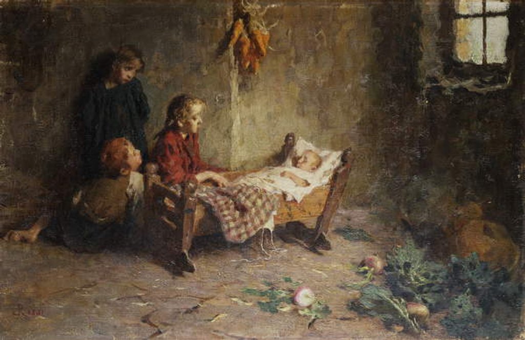 Detail of The New-Born Baby by Luigi Rossi