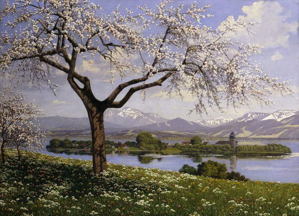 Detail of A Bavarian Lake Landscape in Spring by Paul Graf