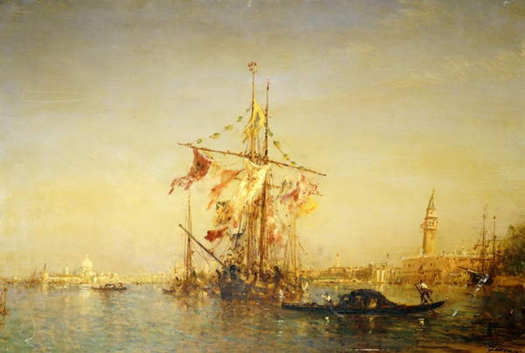 Detail of The Bacino Venice with Shipping by Felix Ziem