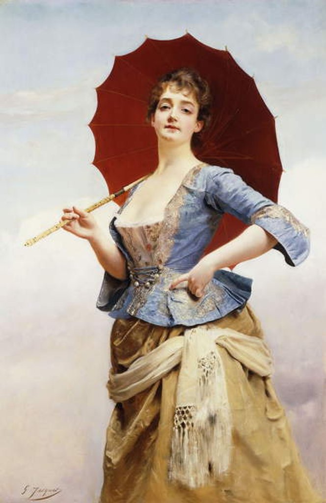 Detail of A Lady with a Parasol by Gustave Jacquet