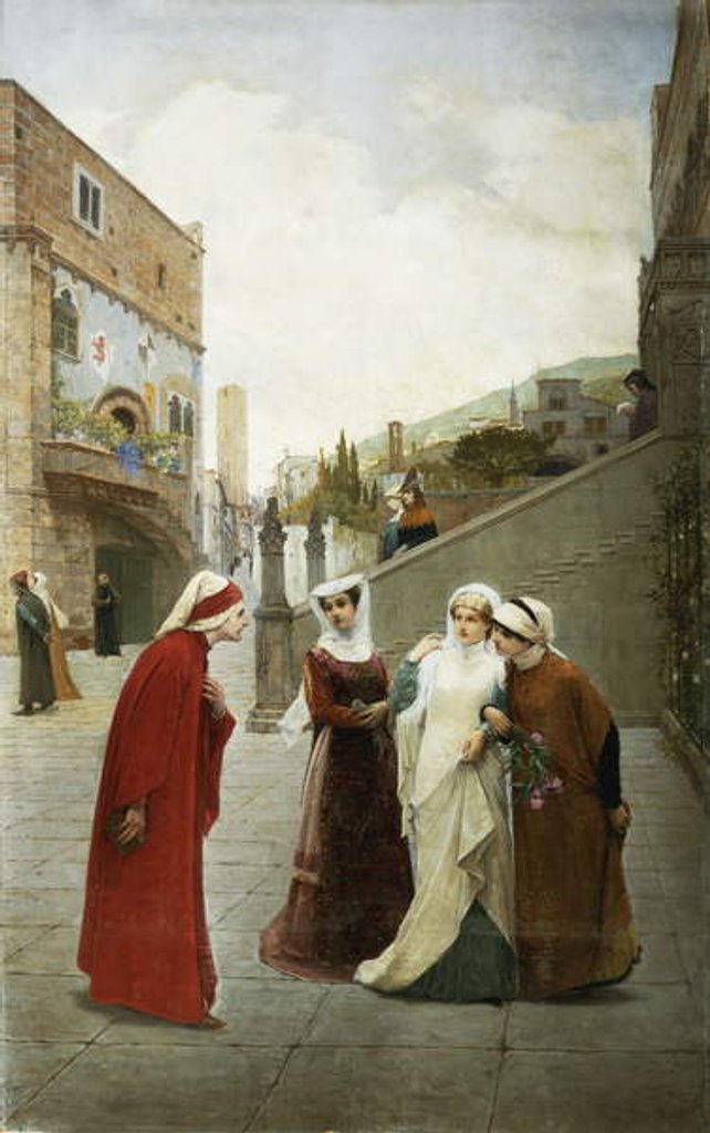 Detail of The Meeting of Dante and Beatrice, 1889 by Lorenzo Valles