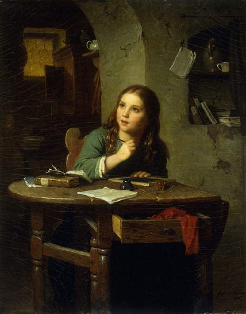 Detail of The Young Schoolgirl, 1864 by Johann Georg Meyer