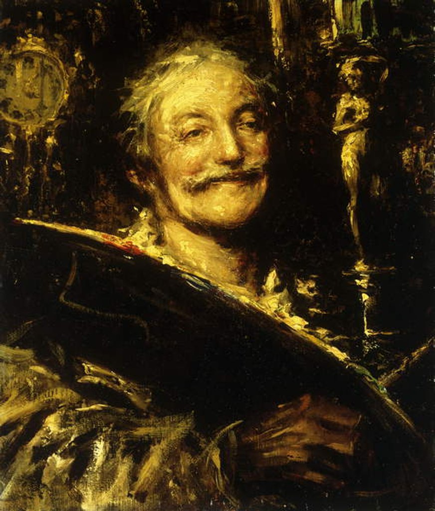 Detail of A Self Portrait by Antonio Mancini