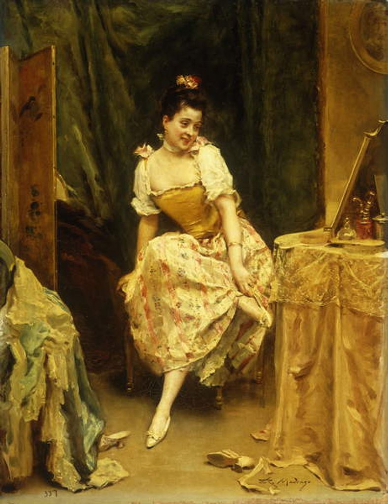 Detail of Young Woman at a Dressing Table, by Raimundo de Madrazo y Garreta