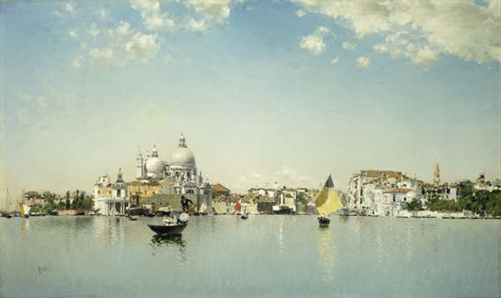 Detail of A View of Venice looking toward the Santa Maria Della Salute, by Martin Rico y Ortega