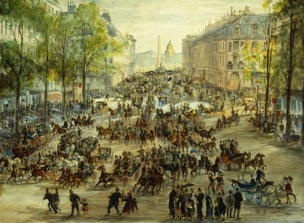 Detail of A Busy Boulevard, 1877 by Victor (1840-1906) Geruzez