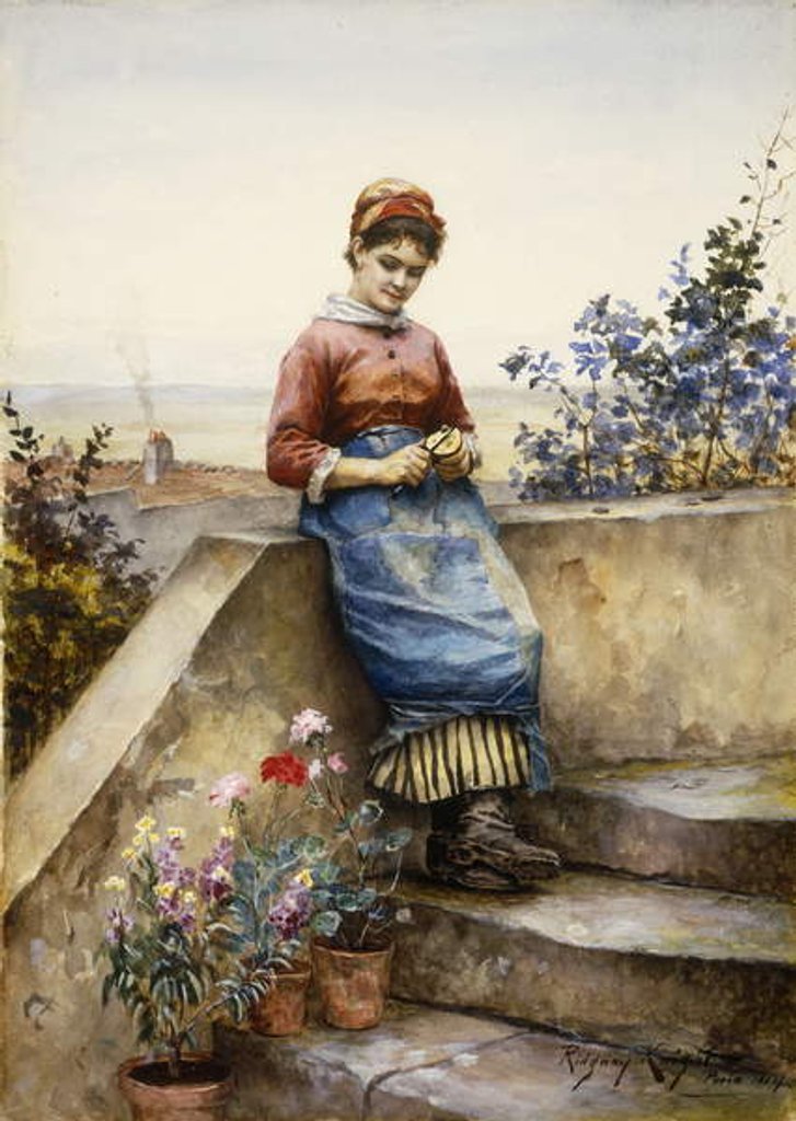 Detail of Peeling an Apple, 1884 by Daniel Ridgway Knight