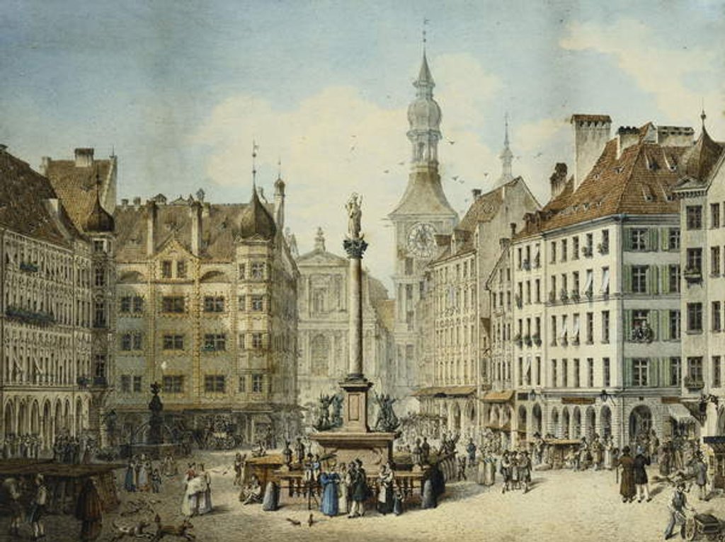 Detail of The Schrannenplatz, Munich, 1835 by Simon Quaglio
