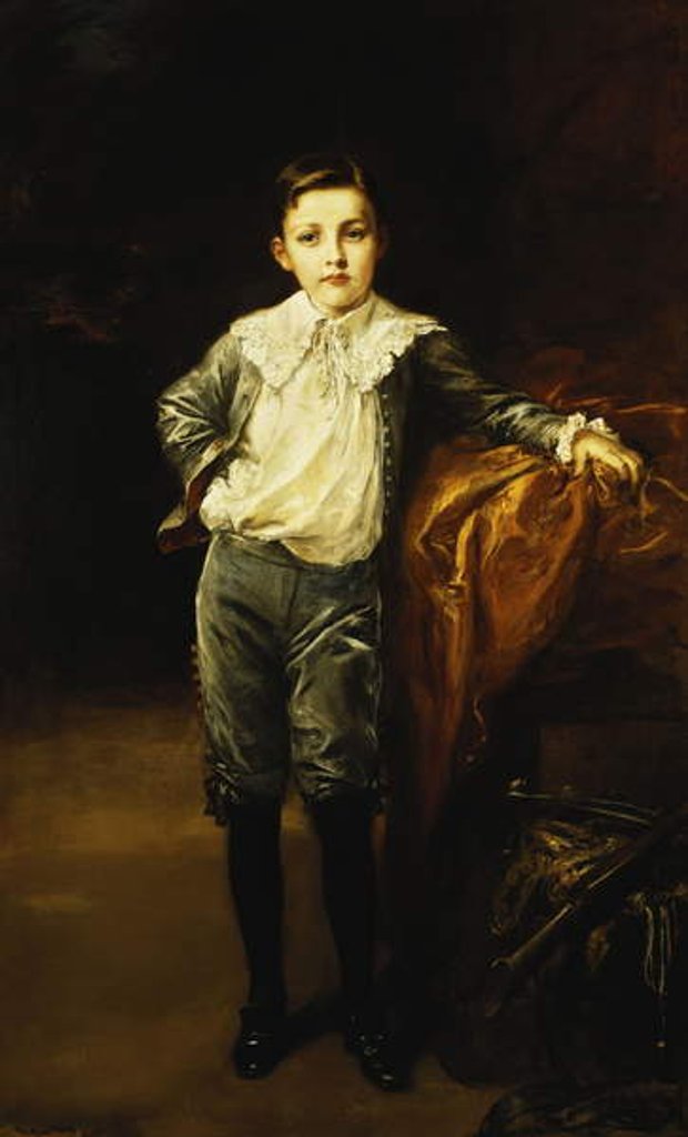 Detail of Portrait of a Master Eckstein, Standing full length, Leaning on a Draped Chest, 1902 by Frederich August Kaulbach