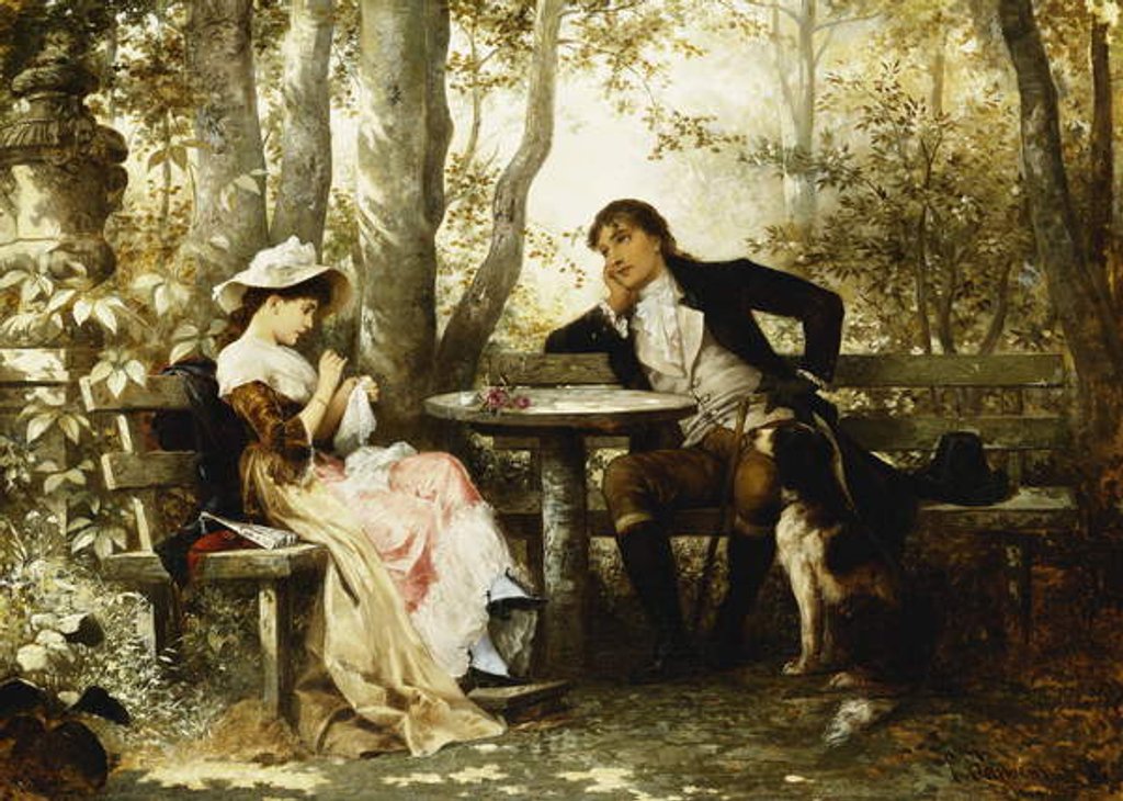 Detail of Small Talk; Ein Plauderstundchen, 1887 by Karl the Elder Schweninger