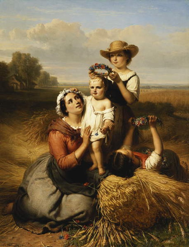 Detail of The Harvester's Family, 1855 by Francois Verheyden
