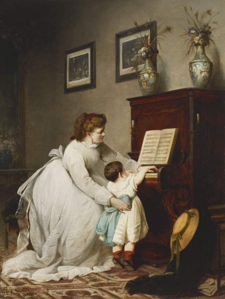 Detail of The First Lesson by George Frederick Folingsby