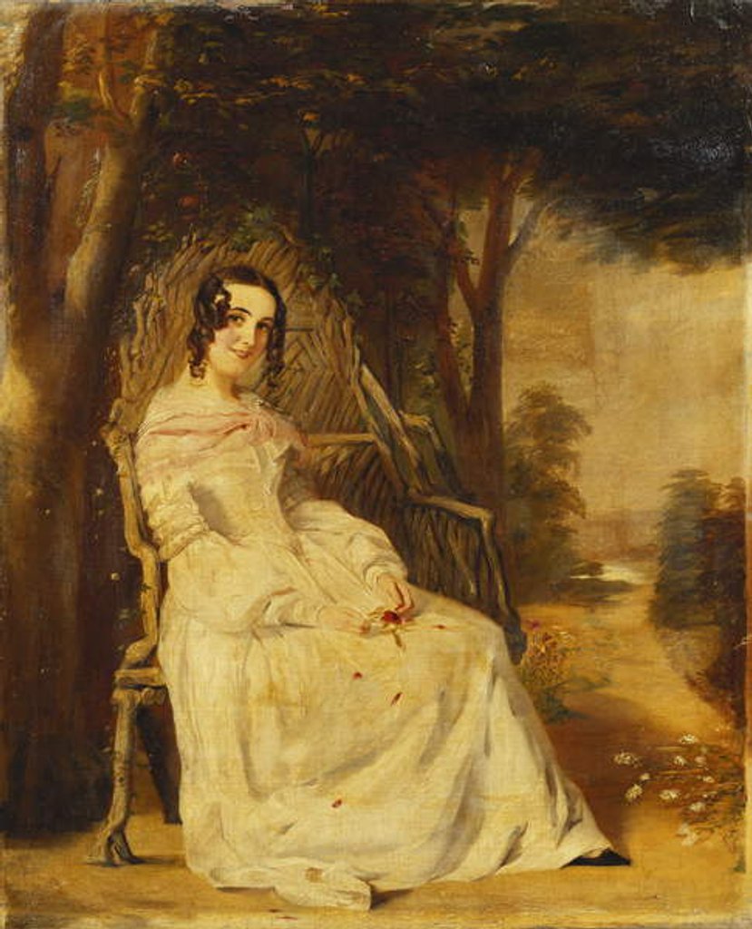 Detail of Portrait of Mary Freer Seated Small Full Length on a Garden Seat by William Powell Frith