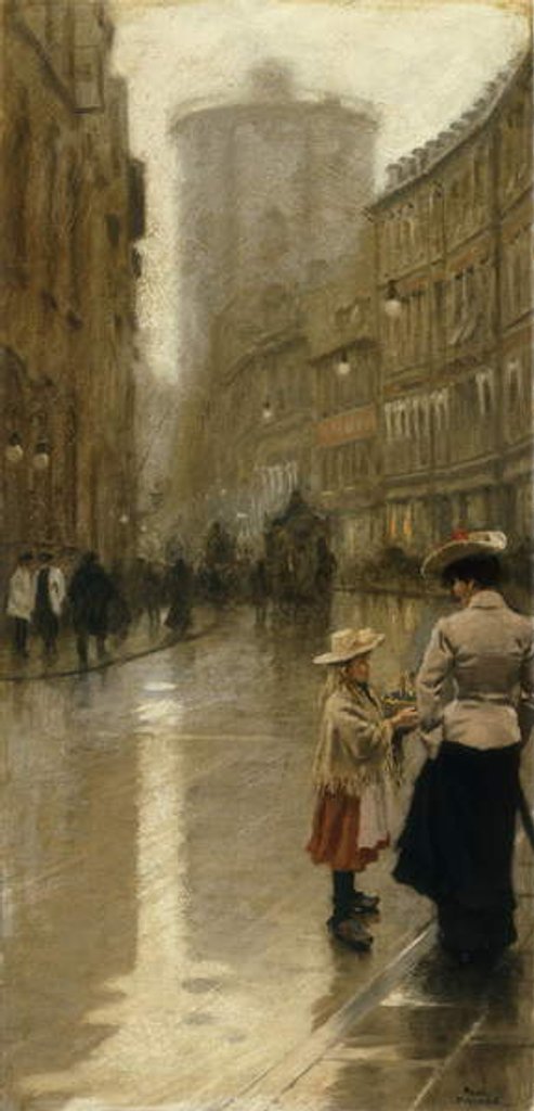 Detail of The Young Flower Vendor, by Paul Fischer