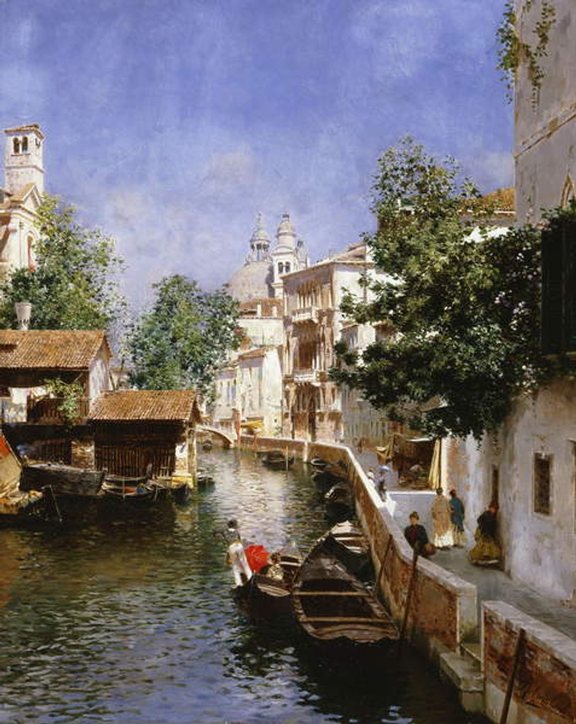 Detail of A Venetian Canal Scene by Rubens Santoro