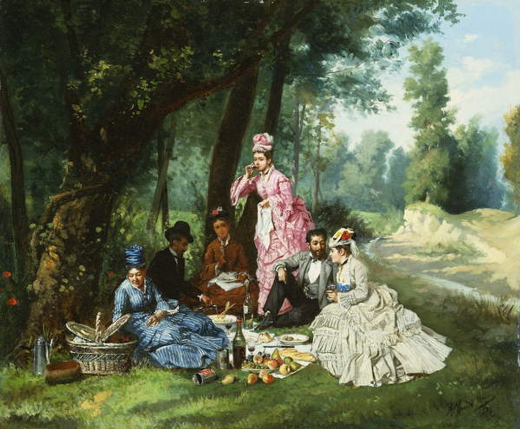 Detail of The Picnic, 1874 by Antonio Garcia Mencia