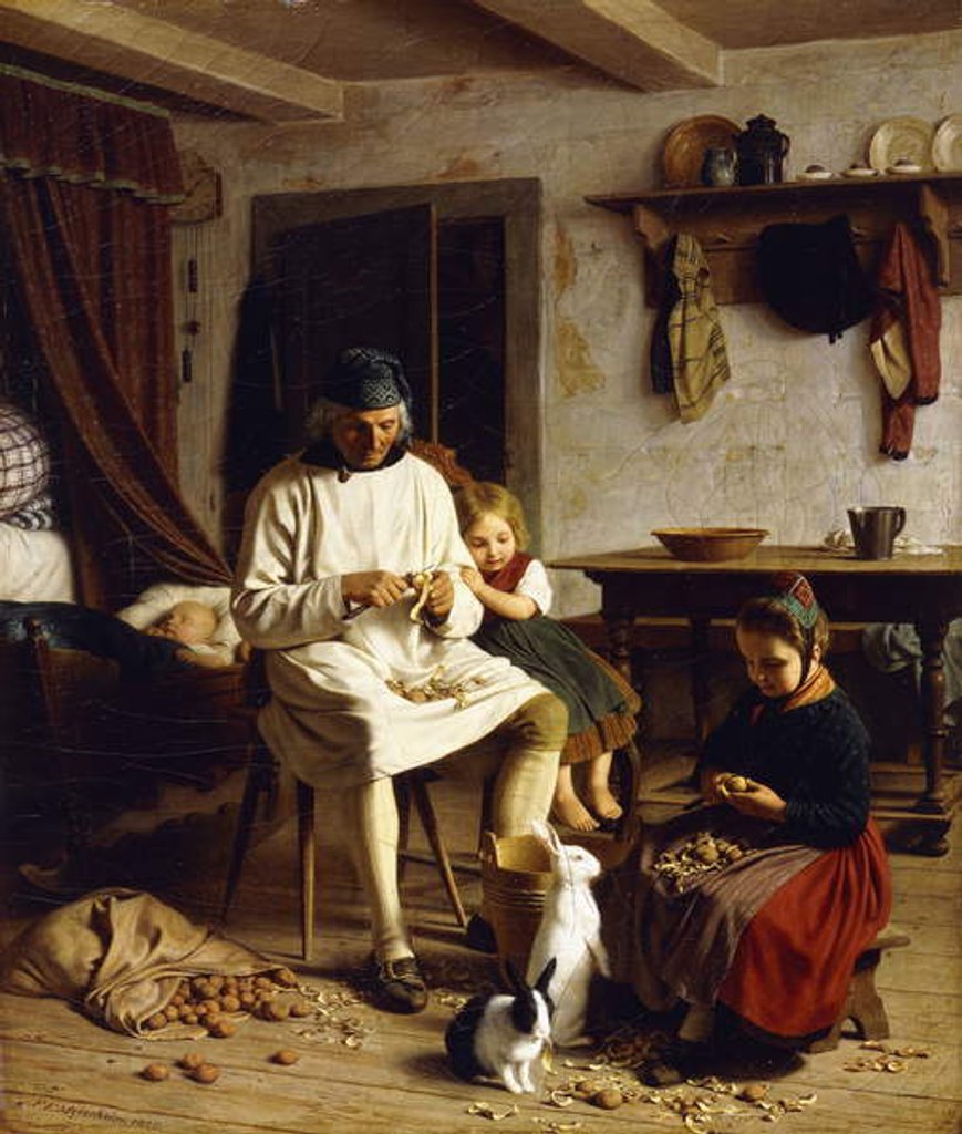Detail of Family Chores, 1859 by Friedrich Edouard Meyerheim