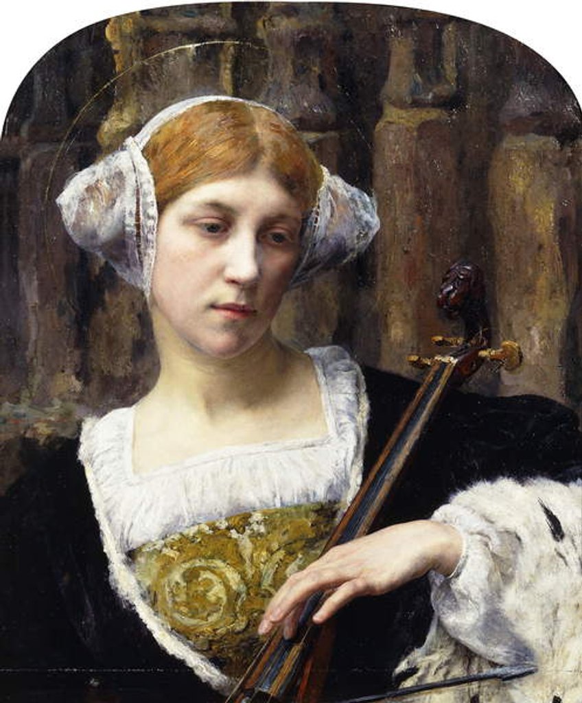 Detail of The Celloist; La Femme au Violoncelle by Friedrich Edouard Meyerheim