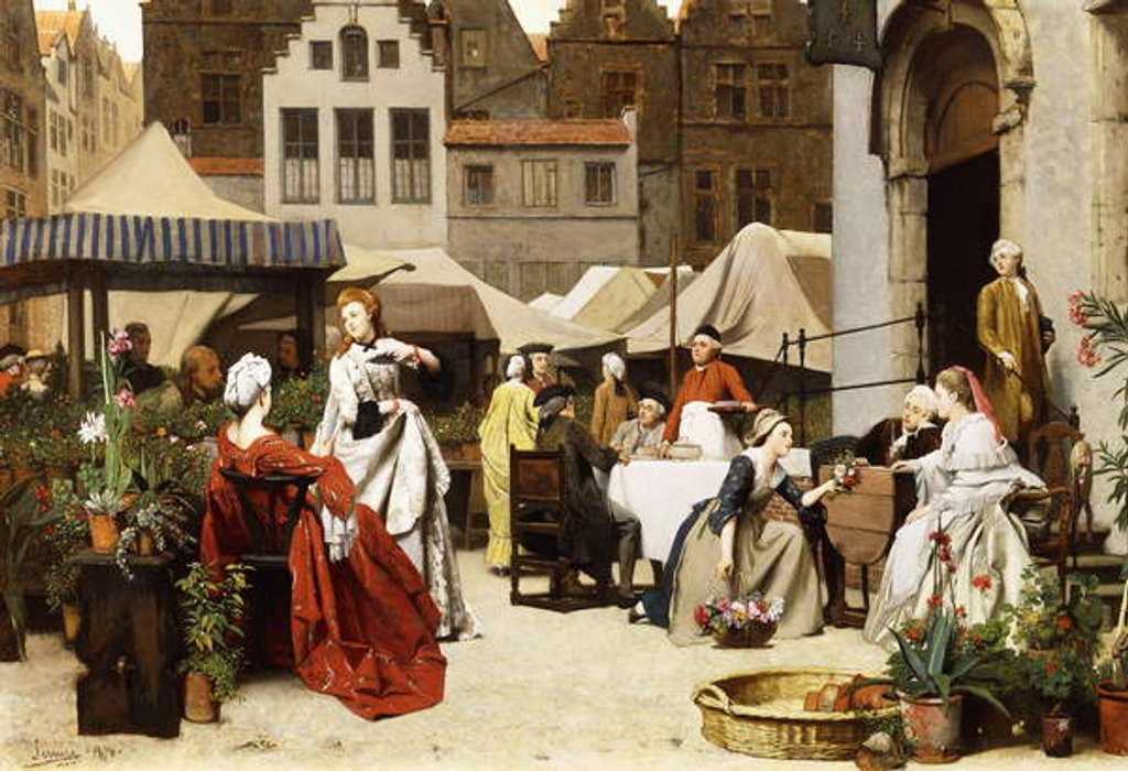 Detail of The Flower Market, 1870 by Auguste Serrure