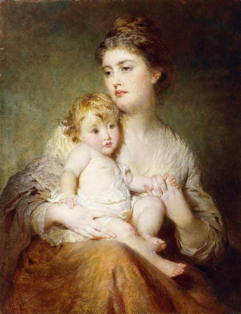 Detail of Portrait of the Duchess of St. Albans, with her Son, 1875 by George Elgar Hicks