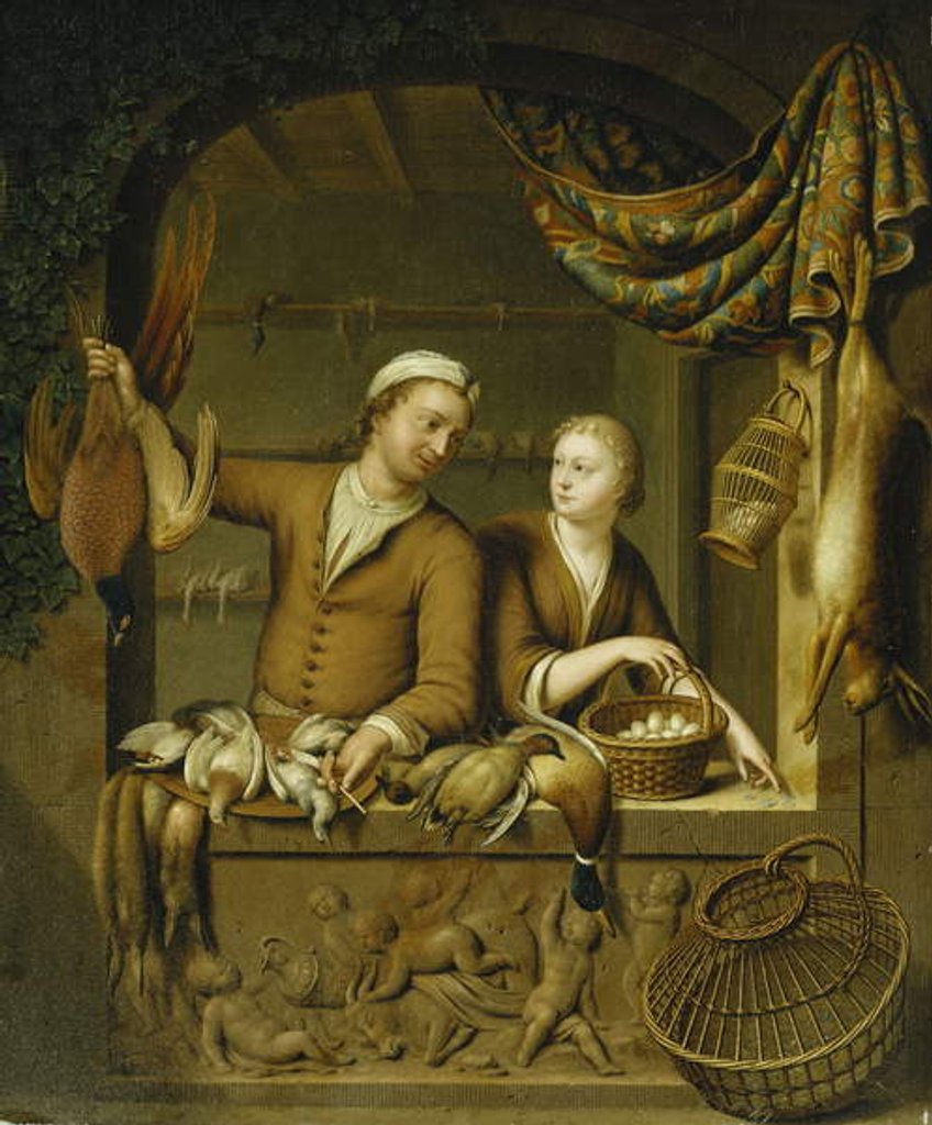 Detail of The Poultry Sellers, 1727 by Willem van Mieris