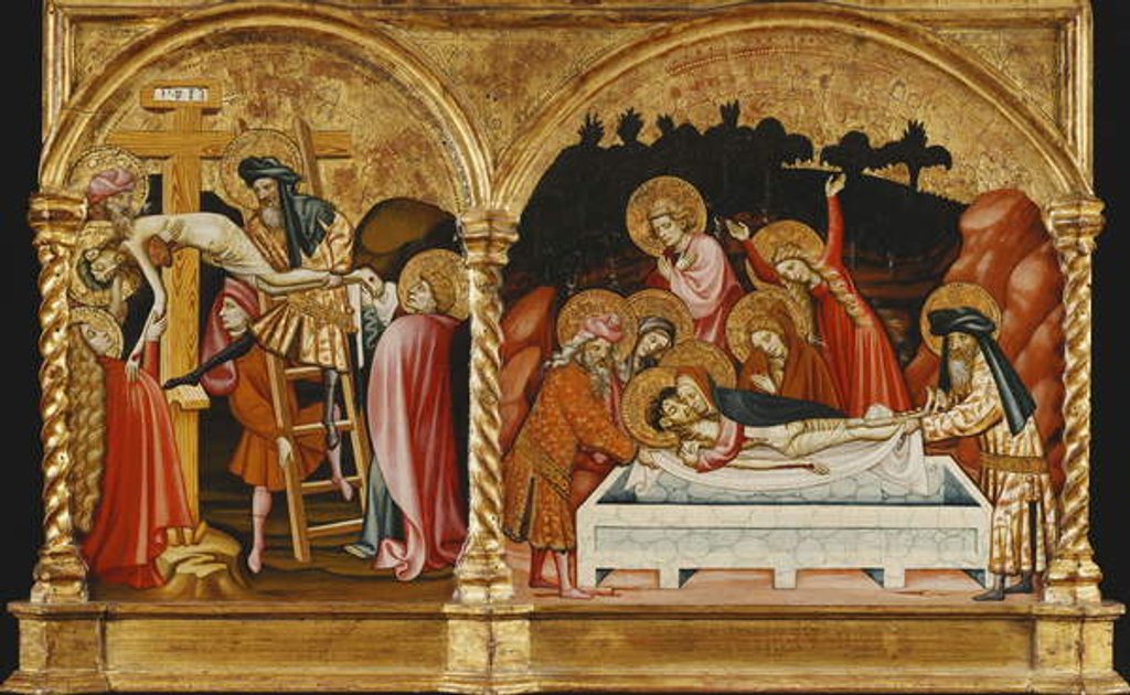 Detail of The Descent from the Cross and the Entombment - a Section of a Predella by Master of Torralba