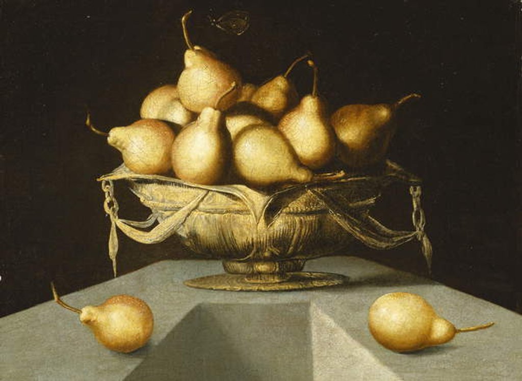 Detail of Pears in a Bowl on a Stone Plinth by Antonio Mohedano