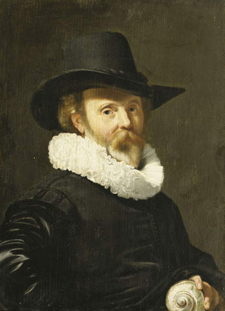 Detail of A Conchologist Holding a Nautilus Shell by Thomas de Keyser