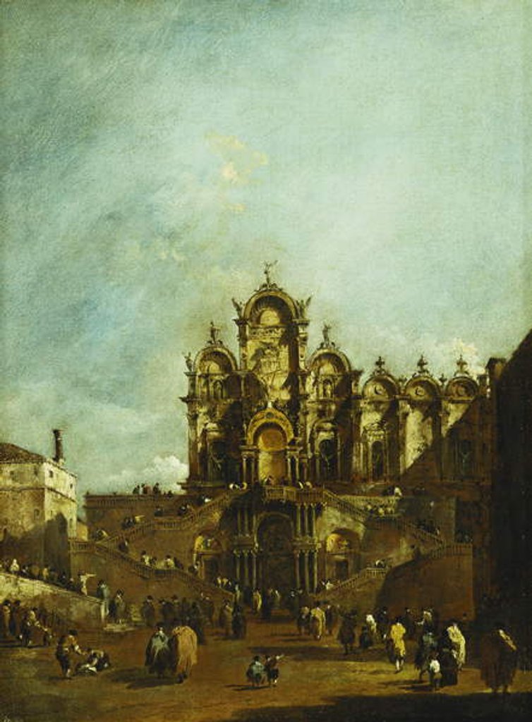 Detail of The Loggia Erected in Campo San Zanipolo, Venice, in Front of the Scuola di San Marco for the Benediction of Pope Pius VI in 1782, by Francesco Guardi