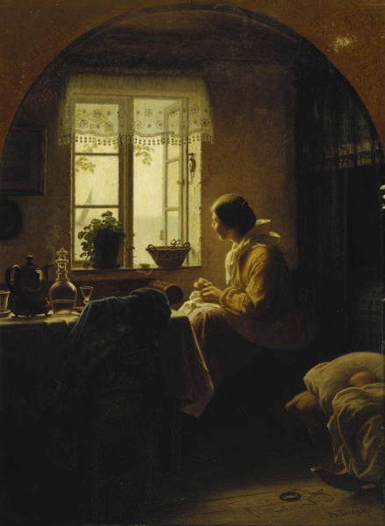 Detail of At the Window by Anton Laurids Johannes Dorph