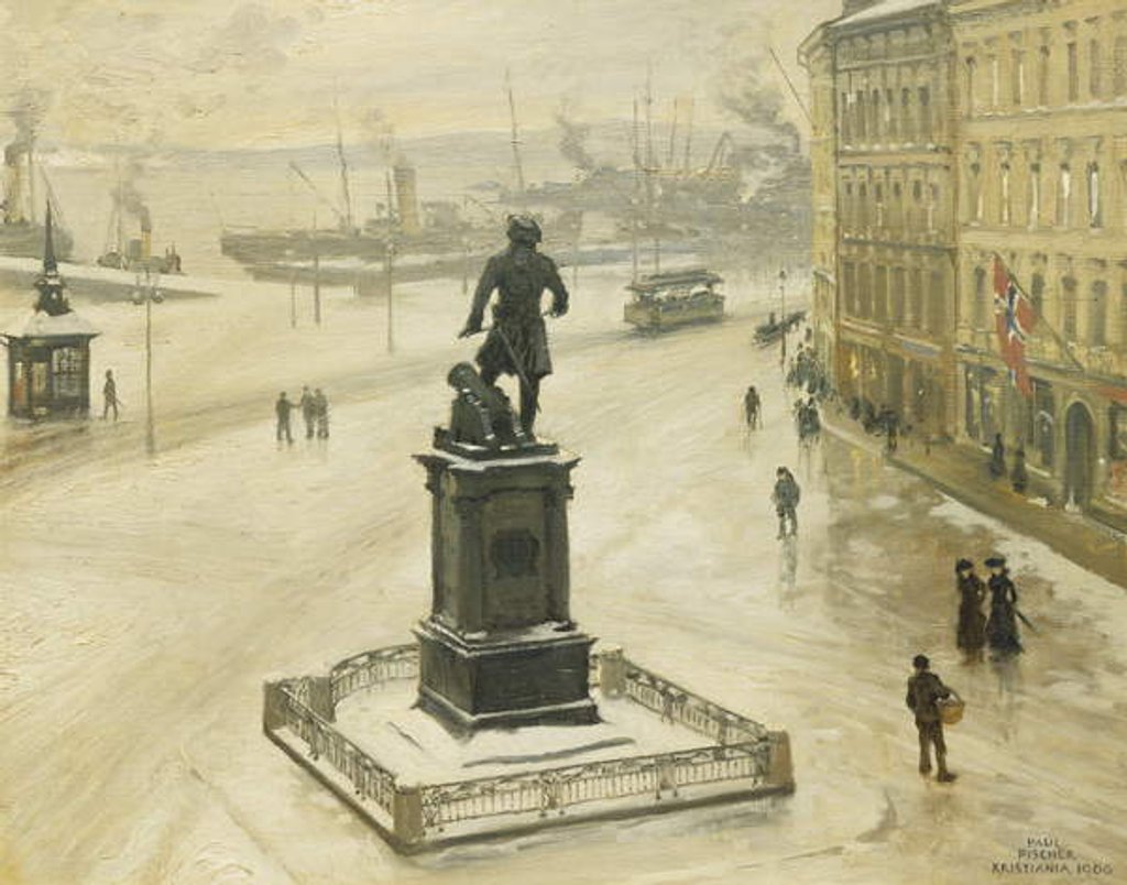 Detail of The Statue of Tordenskiold Facing Piperviken, Oslo Harbour, 1906 by Paul Fischer